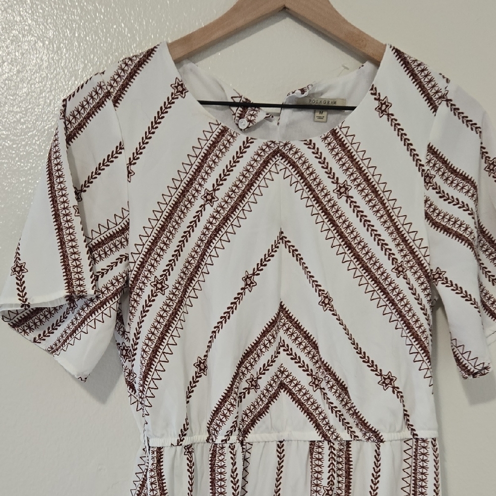 White and Red Geometric Long Dress